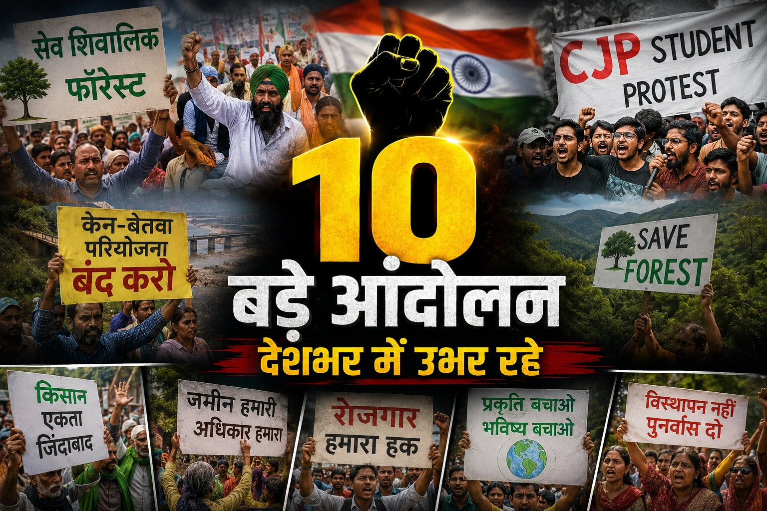 CJP के अलावा देश में जारी 10 बड़े आंदोलन: जंगल, जमीन, किसान और रोजगार के मुद्दों पर बढ़ा विरोध