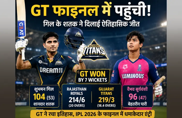 GT फाइनल में पहुंची: गिल के शतक ने बदला मैच, वैभव सूर्यवंशी की 96 रन की पारी बेकार