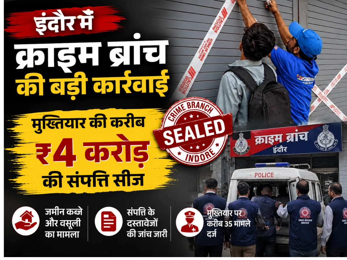 इंदौर में क्राइम ब्रांच की बड़ी कार्रवाई, मुख्तियार की करीब ₹4 करोड़ की संपत्ति सीज