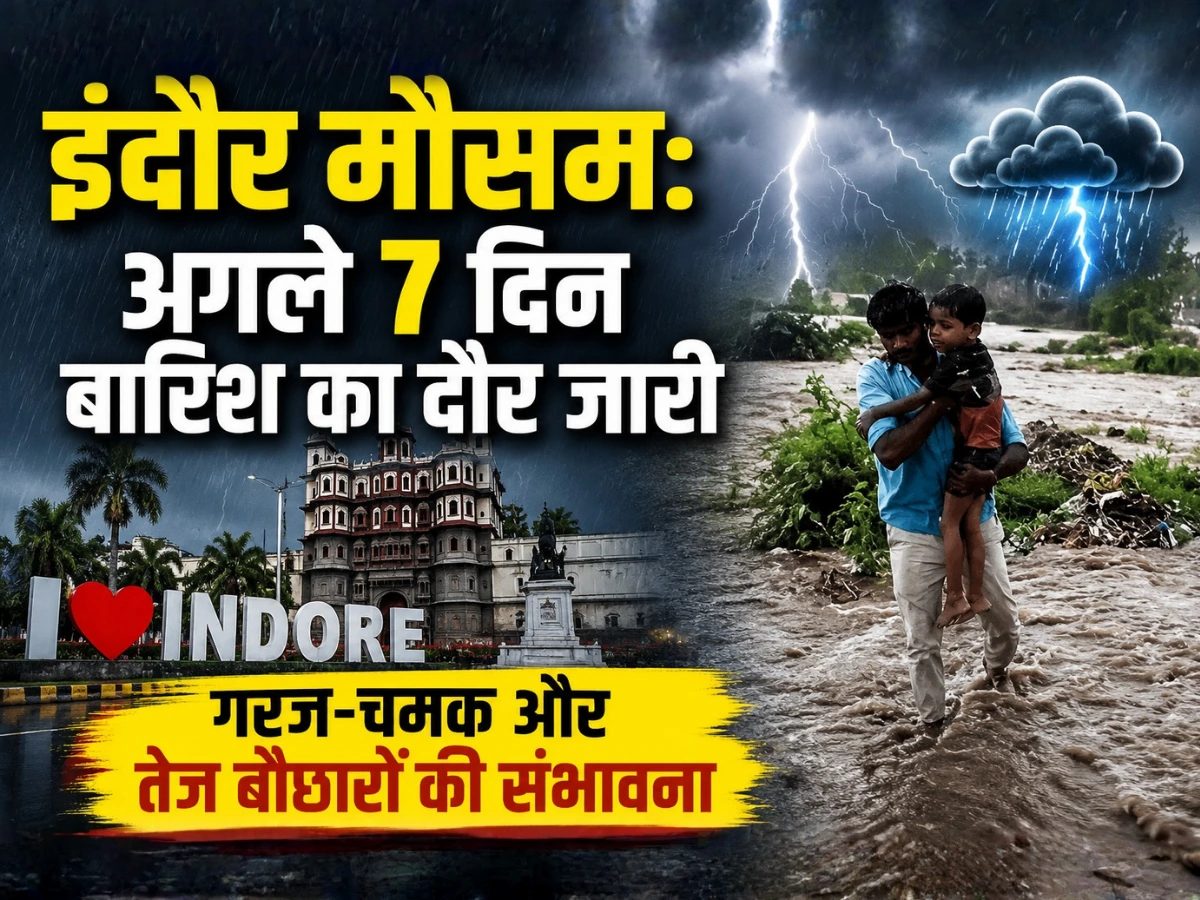 इंदौर मौसम: अगले 7 दिन बारिश का दौर जारी, गरज-चमक और तेज बौछारों की संभावना