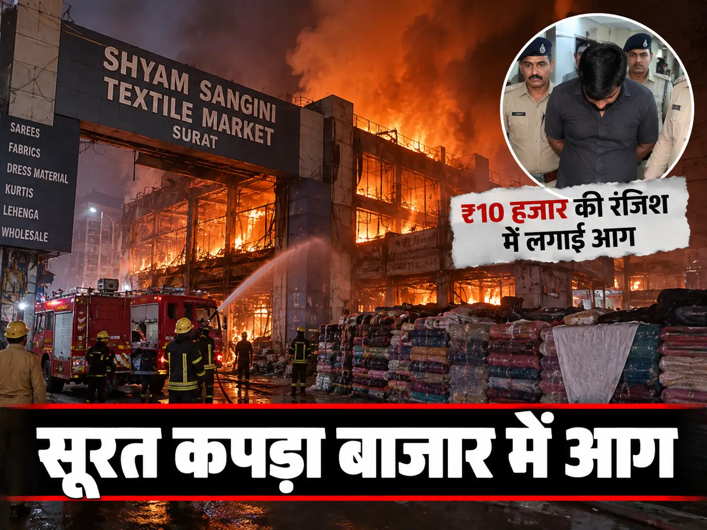 सूरत कपड़ा बाजार में आग, ₹24 करोड़ का नुकसान