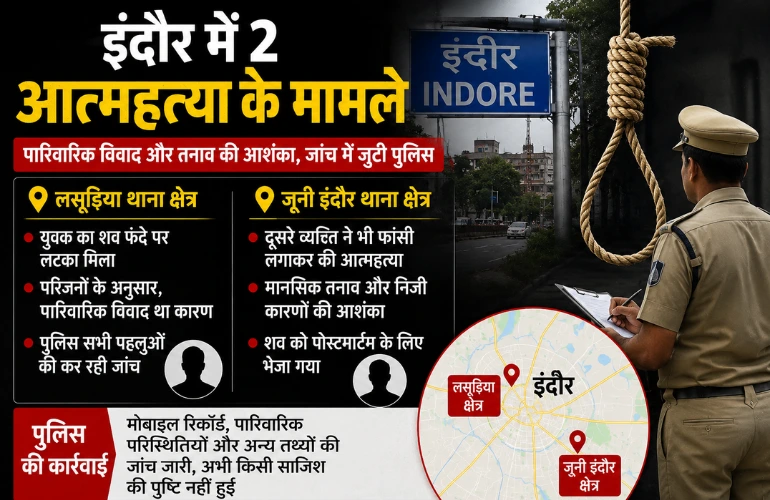इंदौर में 2 आत्महत्या के मामले: पारिवारिक विवाद और तनाव की आशंका