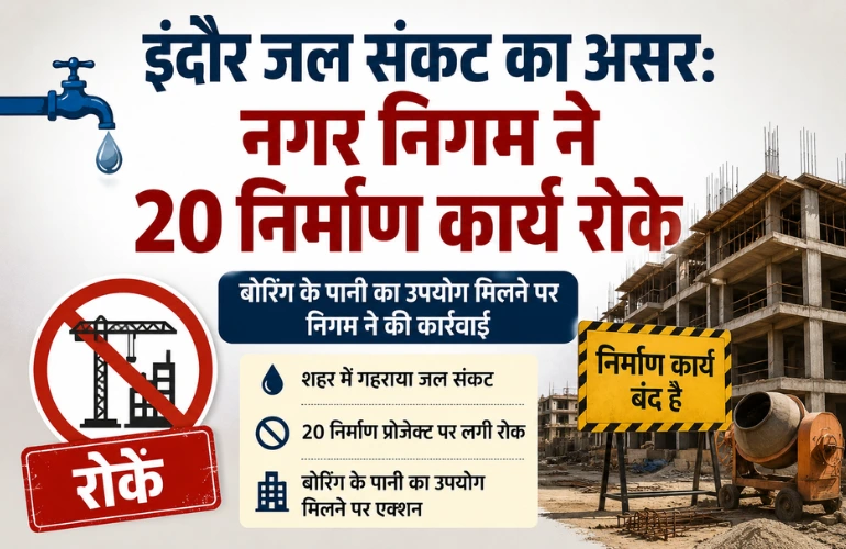 इंदौर जल संकट: नगर निगम ने 20 निर्माण प्रोजेक्ट रोके