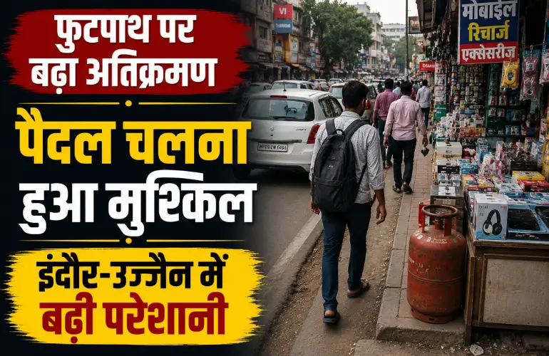 बड़ा सवाल: Footpath Encroachment से घिरे इंदौर-उज्जैन, पैदल चलने वालों की बढ़ी मुश्किलें
