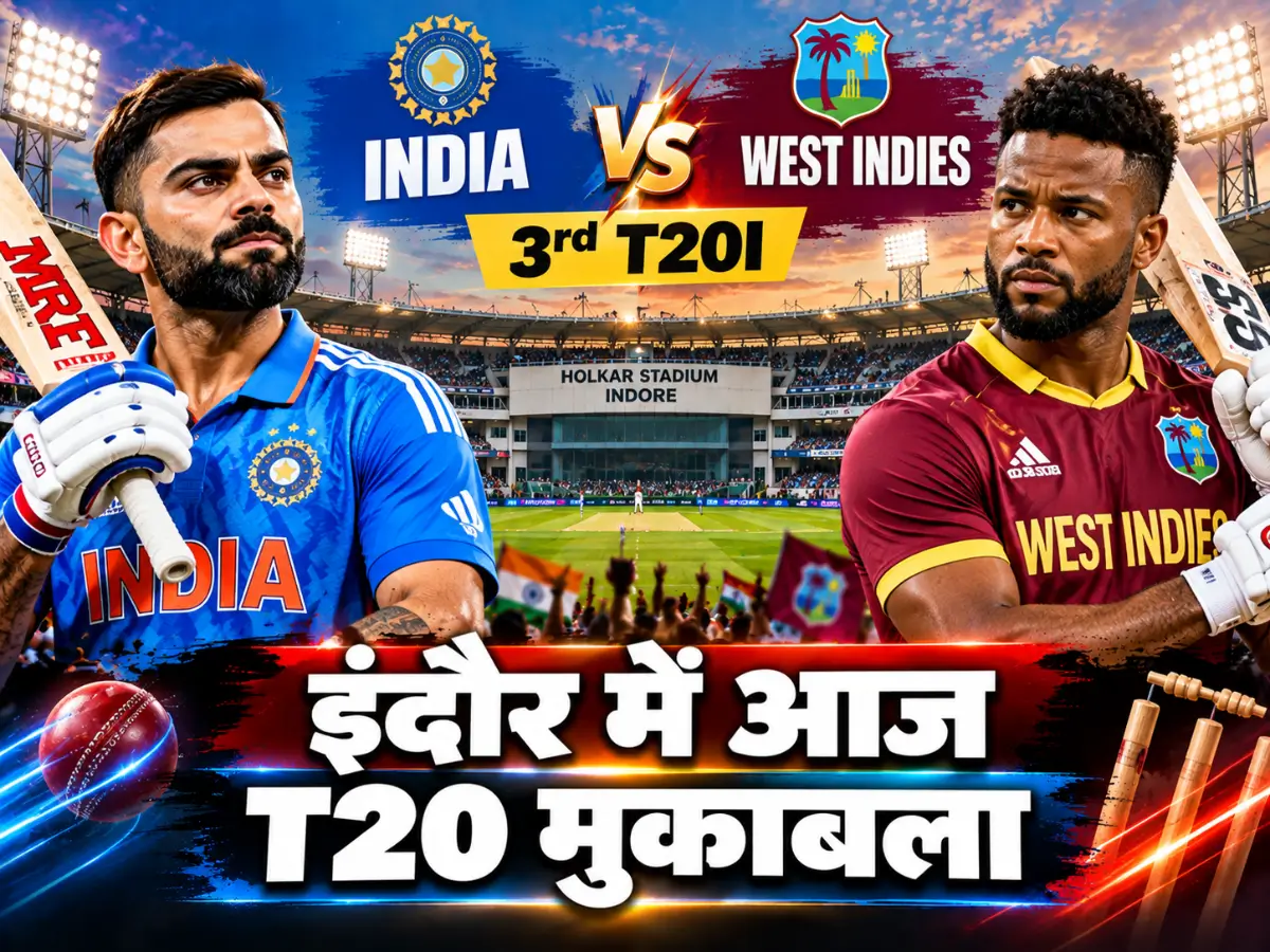 इंदौर में आज भारत-वेस्टइंडीज का T20 मुकाबला, जानें मैच का समय और लाइव स्ट्रीमिंग