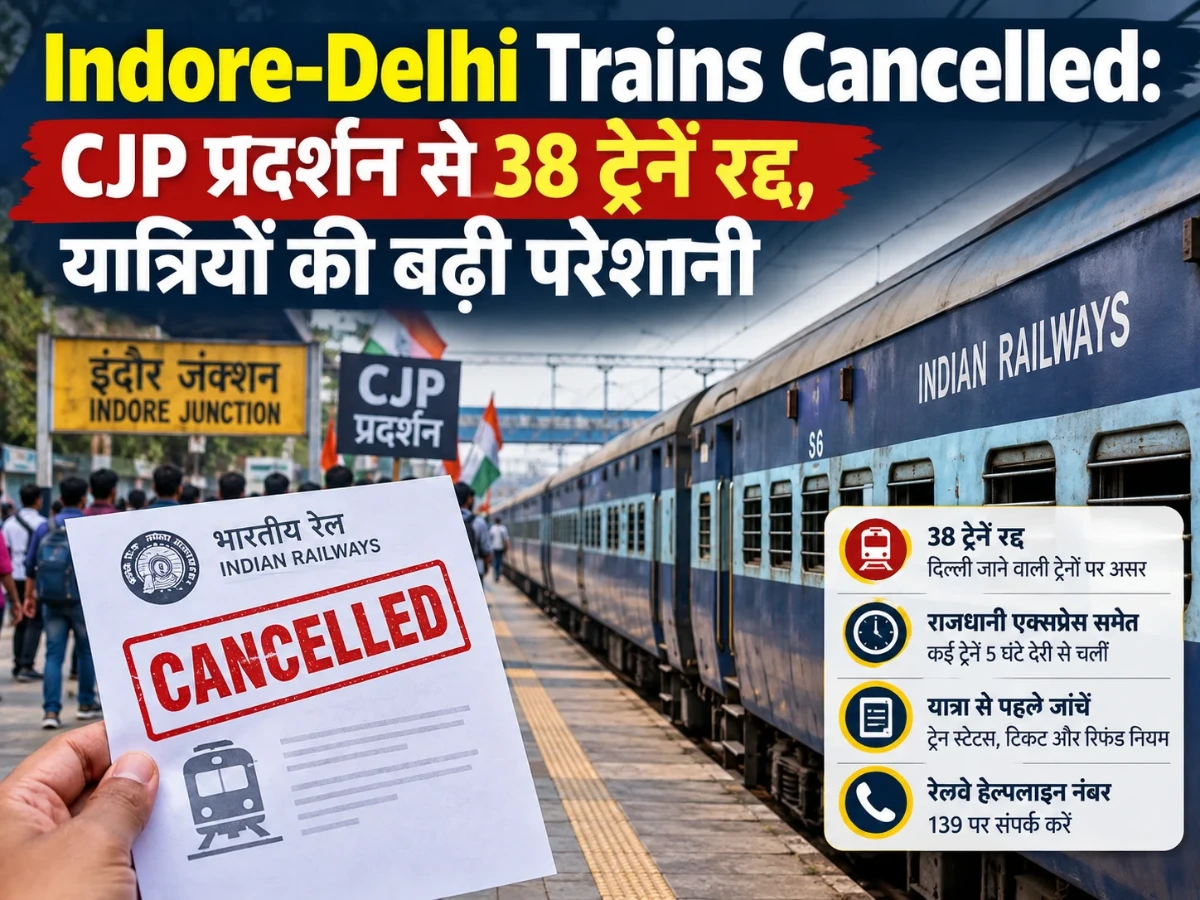 Indore-Delhi Trains Cancelled: CJP प्रदर्शन से 38 ट्रेनें रद्द, यात्रियों की बढ़ी परेशानी