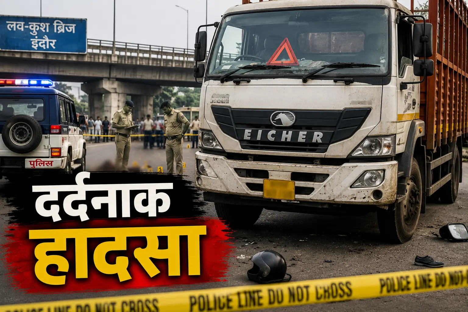 लव-कुश ब्रिज पर दर्दनाक हादसा: आयशर की टक्कर से महिला की मौत, चालक फरार