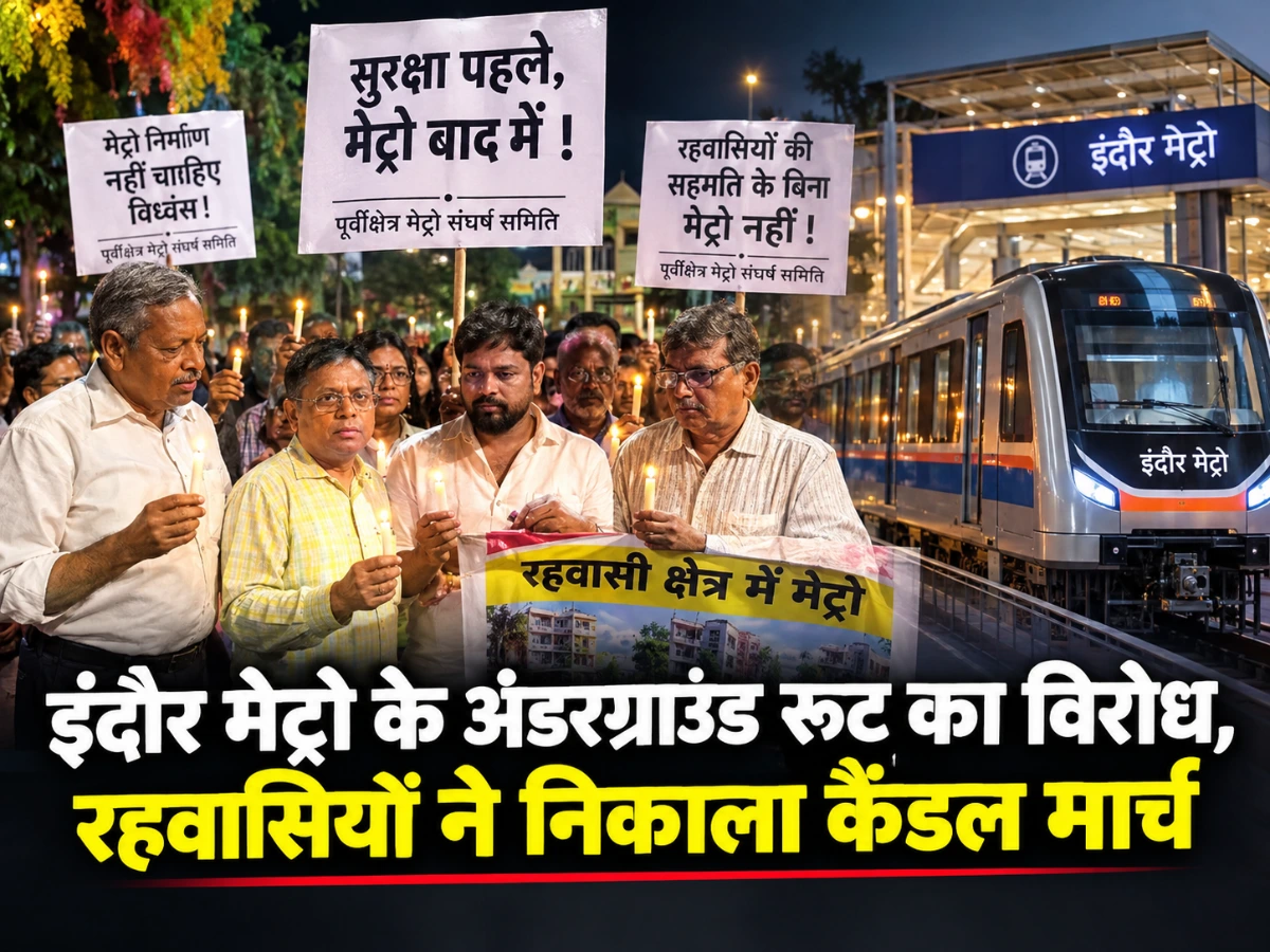 इंदौर मेट्रो प्रोजेक्ट: अंडरग्राउंड रूट के विरोध में कैंडल मार्च, रहवासियों ने उठाई ये मांग