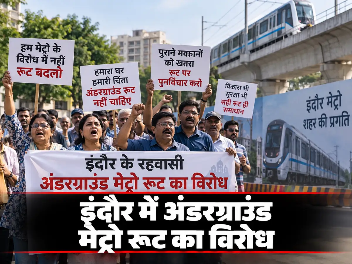 इंदौर में अंडरग्राउंड मेट्रो रूट का विरोध तेज, 300 से ज्यादा रहवासी सड़क पर