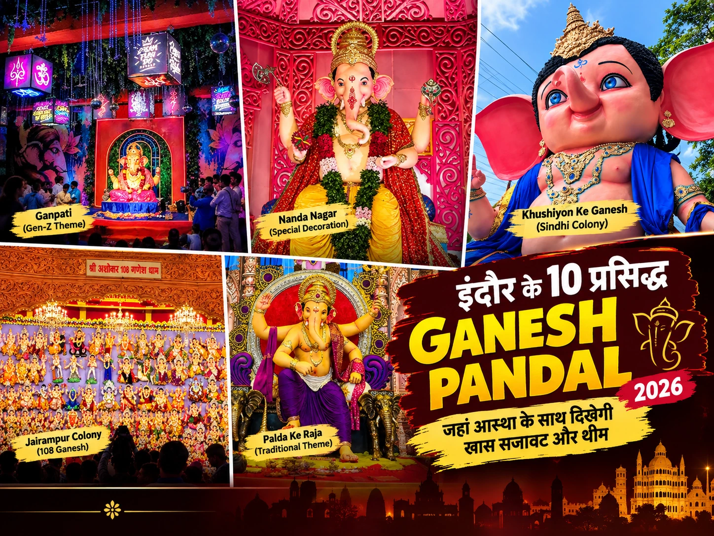 इंदौर के 10 प्रसिद्ध गणेश पंडाल 2026: इस साल इन जगहों पर देखें खास सजावट