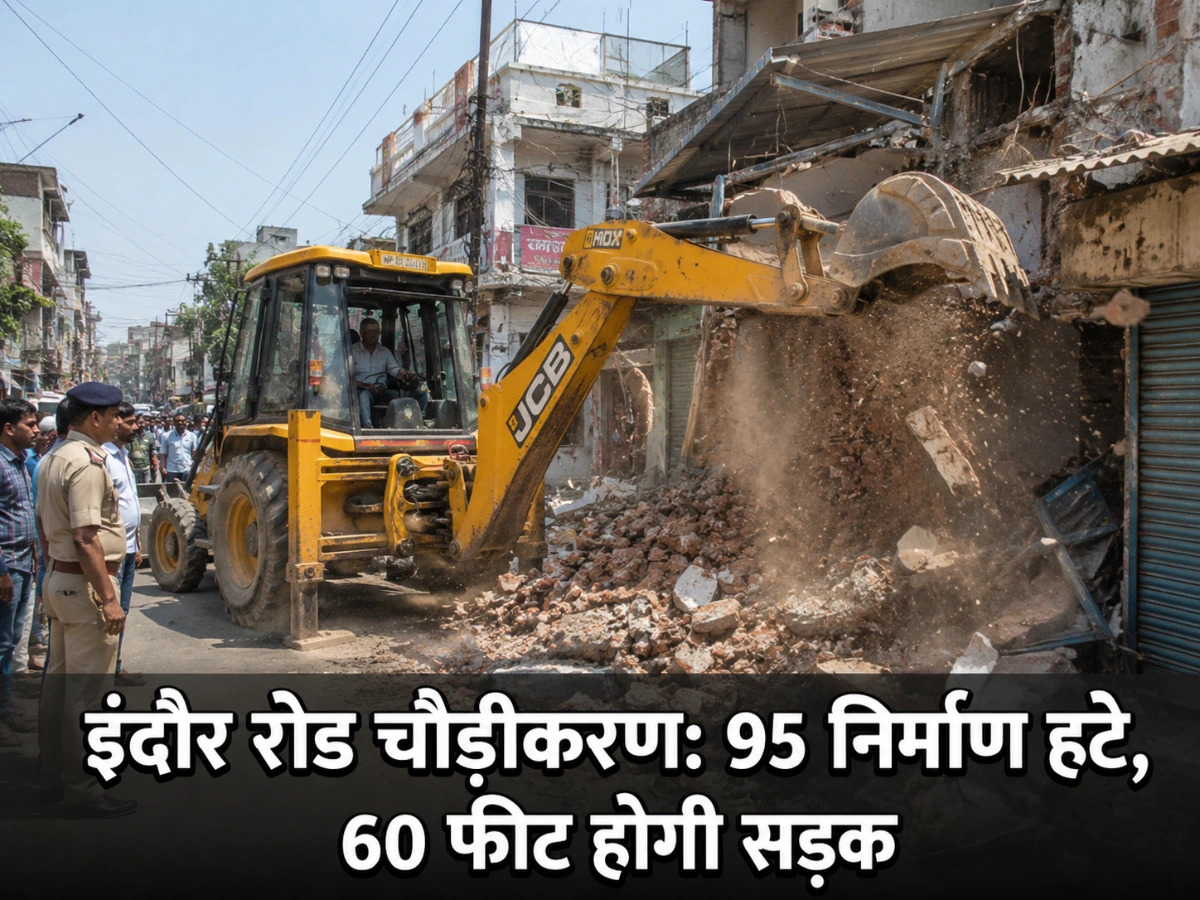 इंदौर रोड चौड़ीकरण: 95 निर्माण हटे, अब 60 फीट होगी सड़क