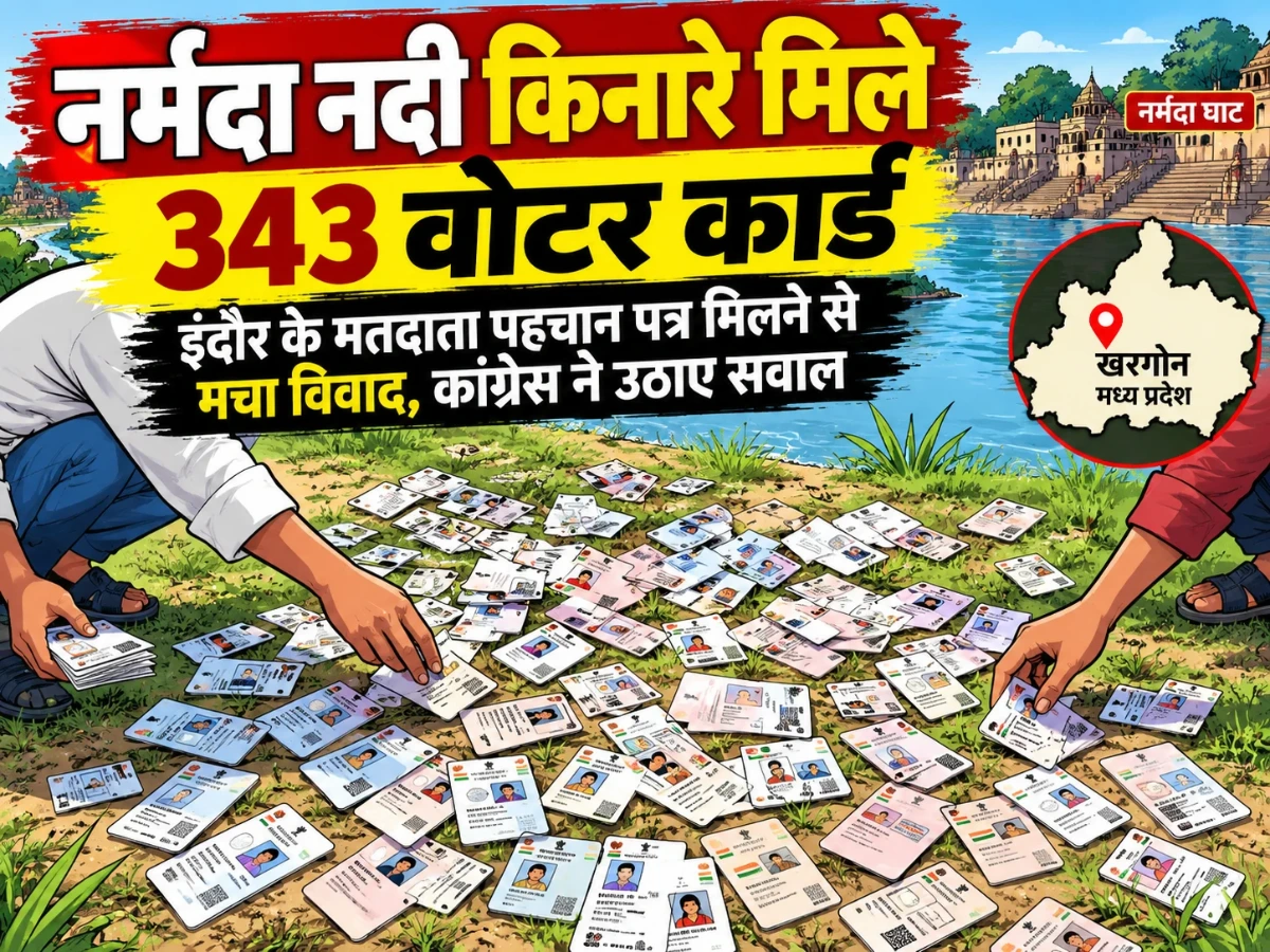 नर्मदा नदी किनारे मिले इंदौर के 343 वोटर कार्ड, कांग्रेस ने उठाए सवाल