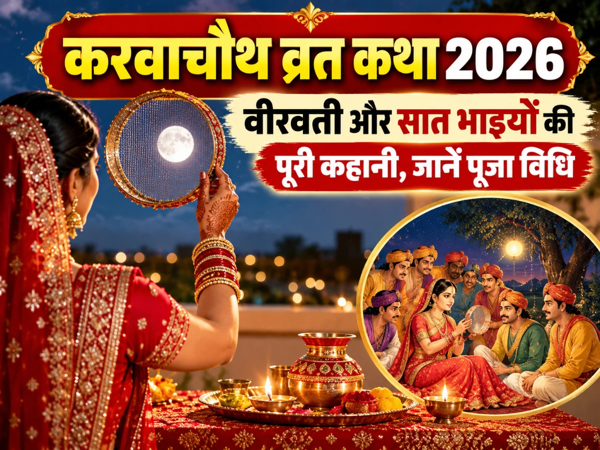 करवाचौथ व्रत कथा 2026: वीरवती और सात भाइयों की कहानी, जानें पूजा विधि