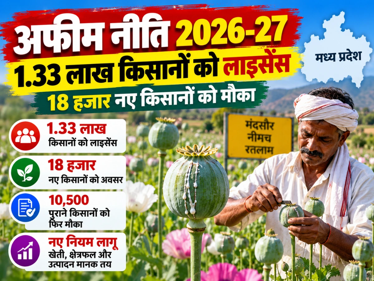अफीम नीति 2026-27: 1.33 लाख किसानों को लाइसेंस, 18 हजार नए किसानों को मौका