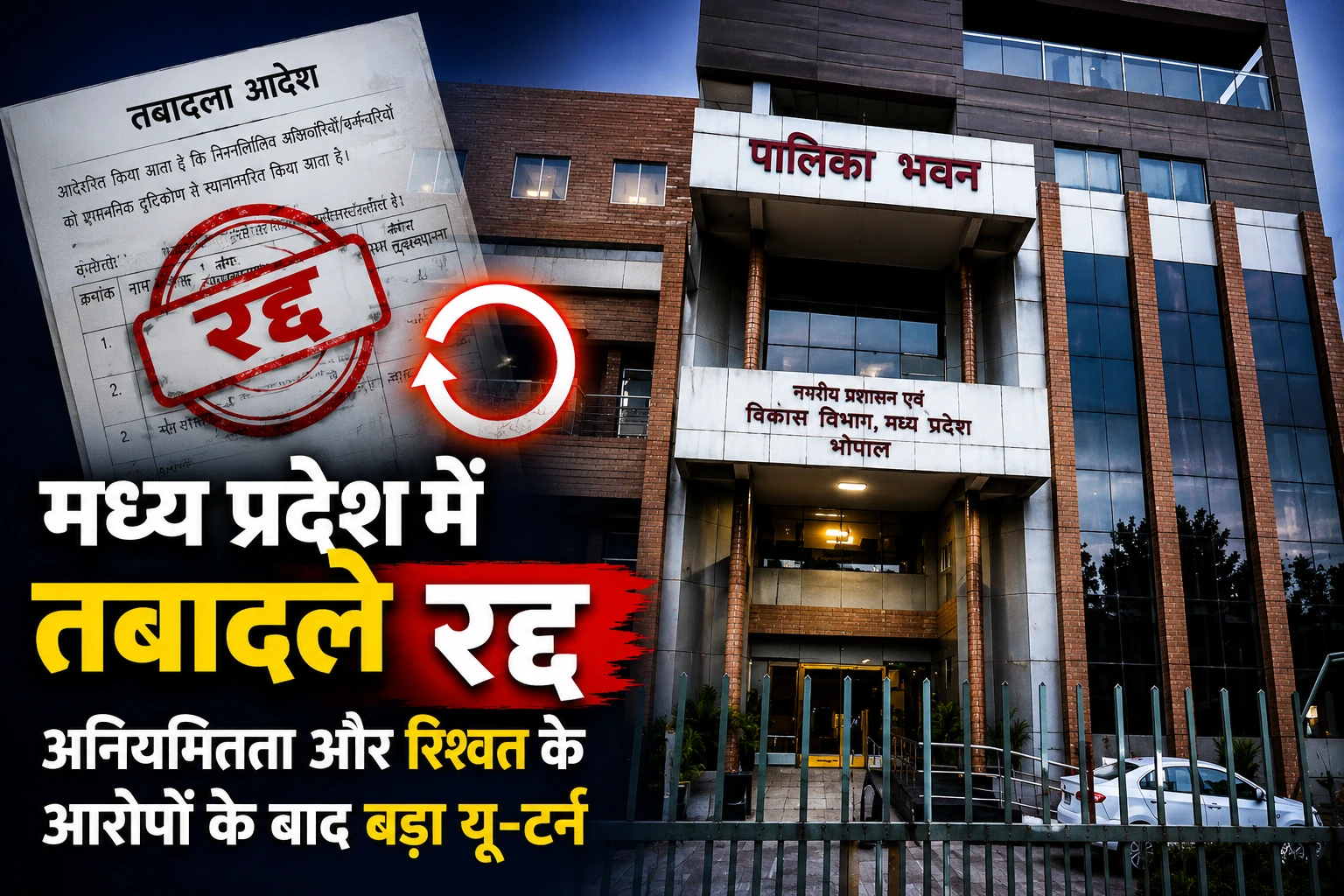 MP Transfer News: अनियमितता के आरोपों के बाद तबादले रद्द, नगरीय प्रशासन विभाग का बड़ा फैसला