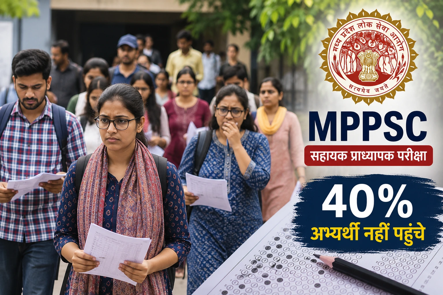 MPPSC सहायक प्राध्यापक परीक्षा: 40% अभ्यर्थी नहीं पहुंचे, GK और संविधान के सवालों ने परखी तैयारी