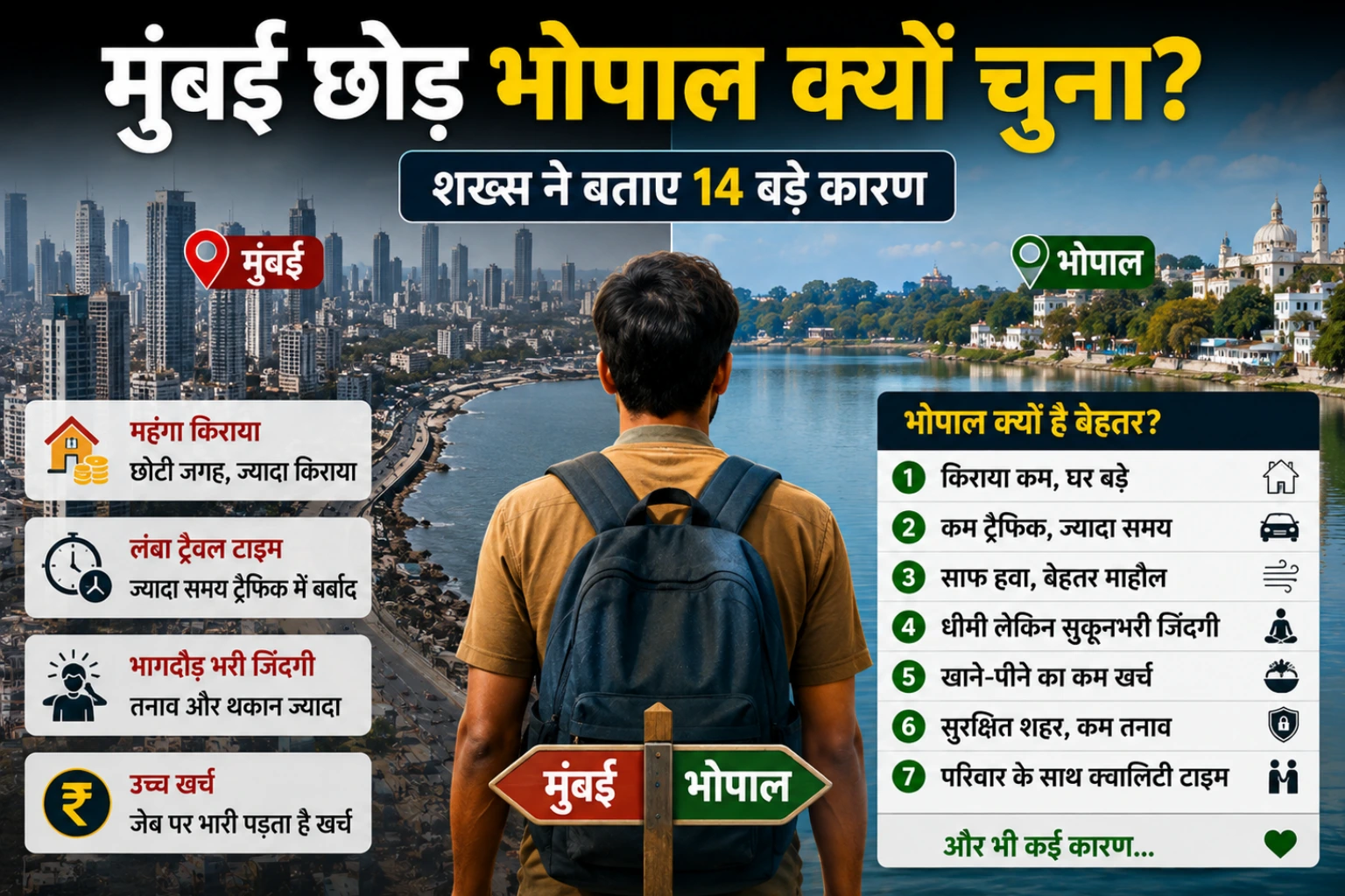 मुंबई छोड़ भोपाल क्यों आए? फाइनेंस कंसल्टेंट ने बताए 14 कारण, कम किराया से ज्यादा फ्री टाइम तक