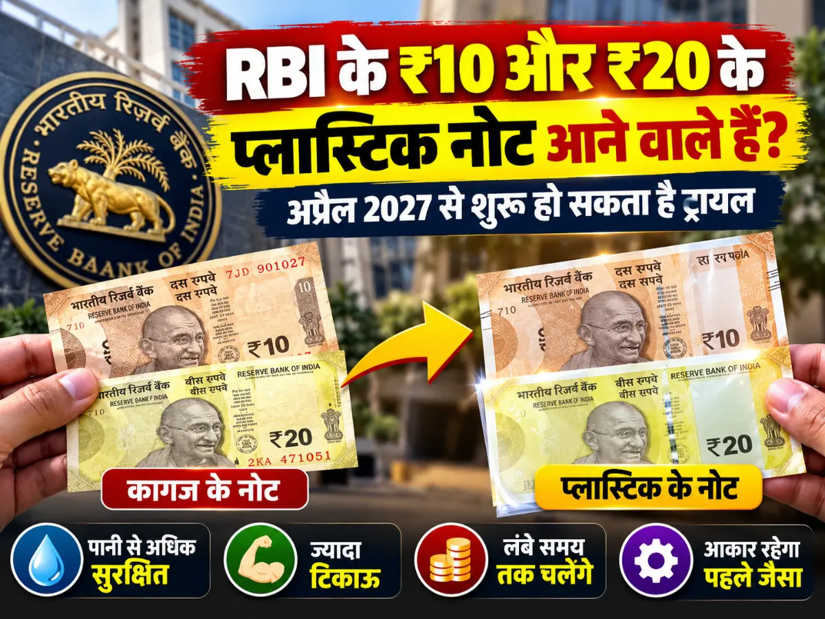 RBI के ₹10 और ₹20 के नोट बदलेंगे? अप्रैल 2027 से प्लास्टिक नोटों का ट्रायल शुरू होने की संभावना